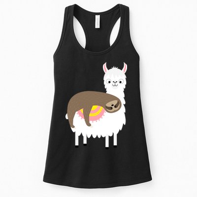 Sleeping Sloth On A Llama  Womens Tank Top