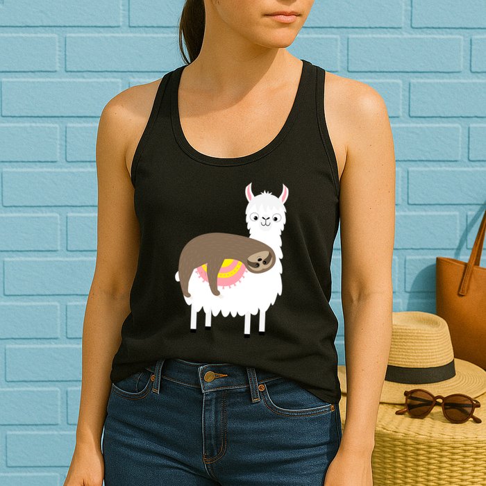 Sleeping Sloth On A Llama  Womens Tank Top