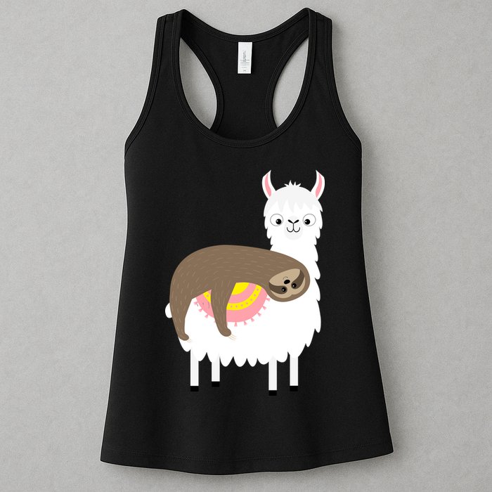 Sleeping Sloth On A Llama  Womens Tank Top
