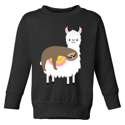 Sleeping Sloth On A Llama  Toddler Sweatshirt
