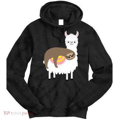Sleeping Sloth On A Llama  Tie Dye Hoodie
