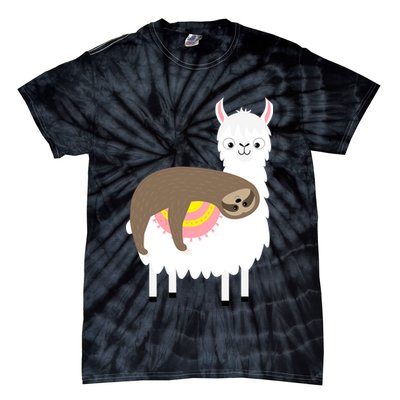 Sleeping Sloth On A Llama  Tie-Dye T-Shirt