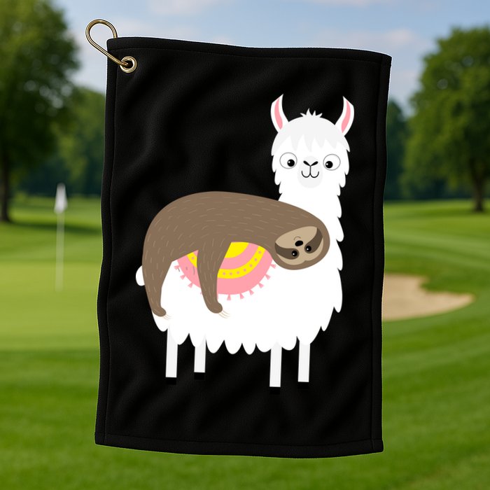 Sleeping Sloth On A Llama  Golf Towel