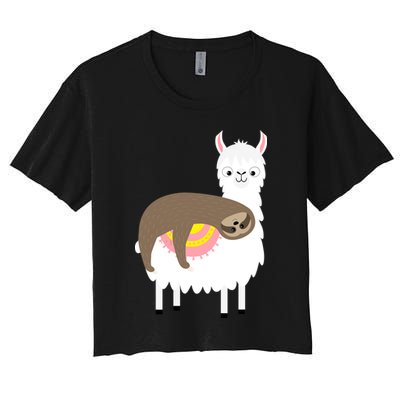 Sleeping Sloth On A Llama  Crop Top