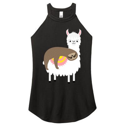Sleeping Sloth On A Llama  Women's Perfect Tri Rocker Tank