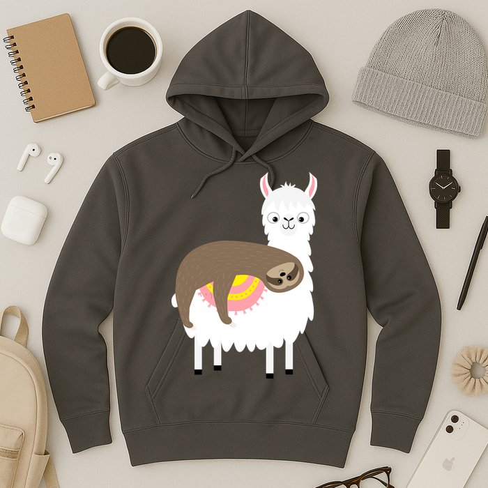 Sleeping Sloth On A Llama  Hoodie