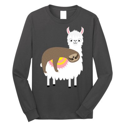 Sleeping Sloth On A Llama  Long Sleeve Shirt