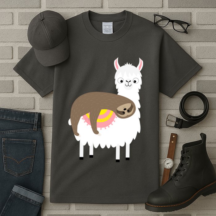 Sleeping Sloth On A Llama  Tall T-Shirt