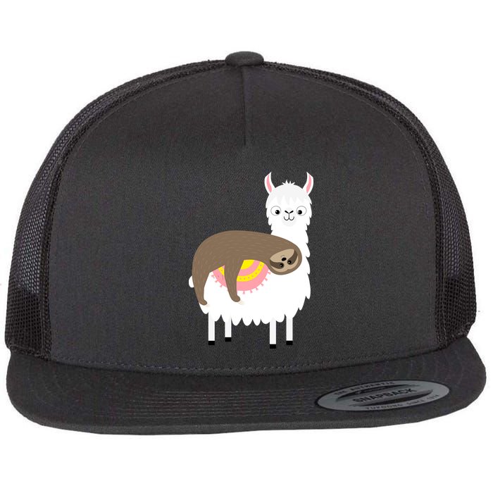 Sleeping Sloth On A Llama  Flatbill Hat