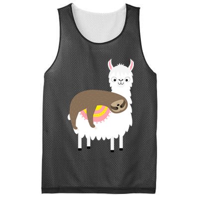 Sleeping Sloth On A Llama  Mesh Reversible Basketball Jersey Tank