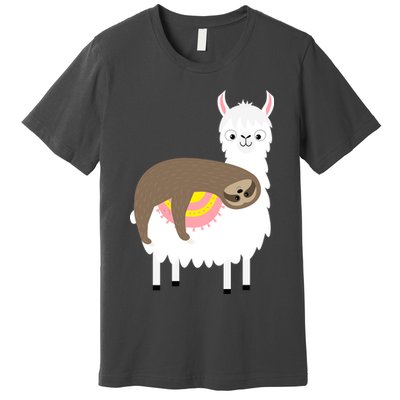 Sleeping Sloth On A Llama  Premium T-Shirt