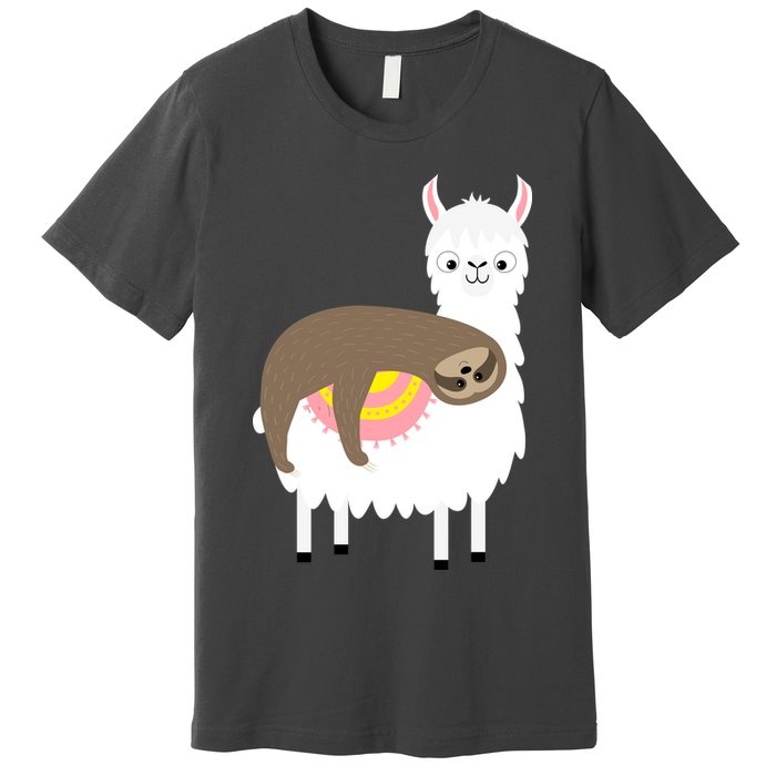 Sleeping Sloth On A Llama  Premium T-Shirt