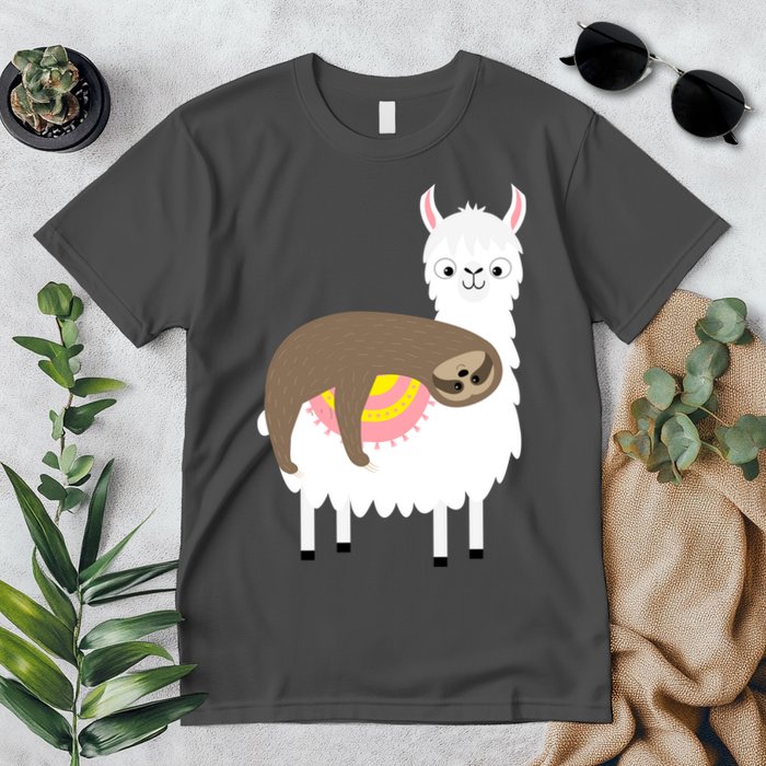 Sleeping Sloth On A Llama  Premium T-Shirt