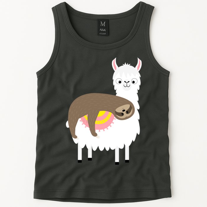 Sleeping Sloth On A Llama  Tank Top