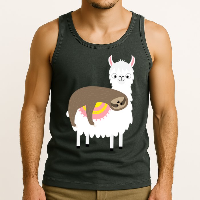 Sleeping Sloth On A Llama  Tank Top