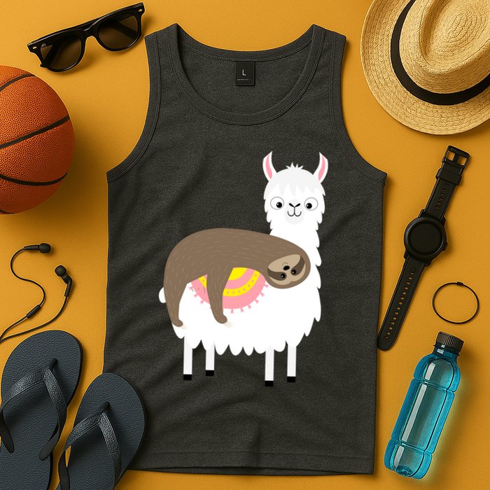Sleeping Sloth On A Llama  Tank Top