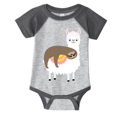 Sleeping Sloth On A Llama  Infant Baby Jersey Bodysuit