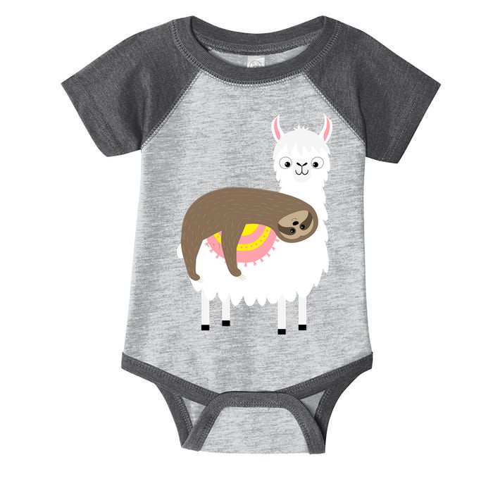 Sleeping Sloth On A Llama  Infant Baby Jersey Bodysuit