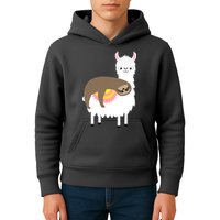 Sleeping Sloth On A Llama  Kids Hoodie