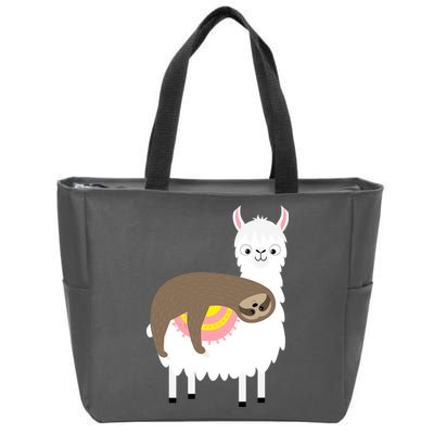 Sleeping Sloth On A Llama  Zip Tote Bag