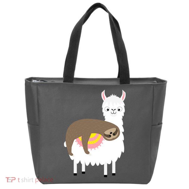Sleeping Sloth On A Llama  Zip Tote Bag