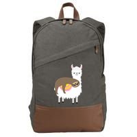 Sleeping Sloth On A Llama  Cotton Canvas Backpack