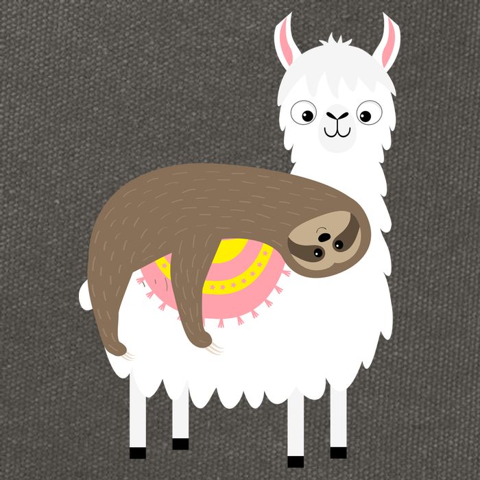 Sleeping Sloth On A Llama  Cotton Canvas Backpack
