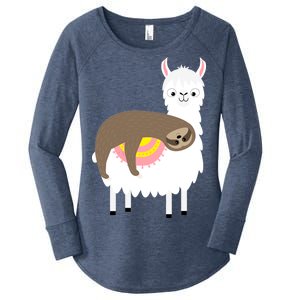 Sleeping Sloth On A Llama  Women's Perfect Tri Tunic Long Sleeve Shirt