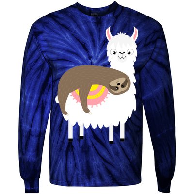 Sleeping Sloth On A Llama  Tie-Dye Long Sleeve Shirt