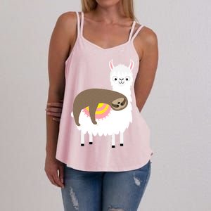 Sleeping Sloth On A Llama  Women's Strappy Tank