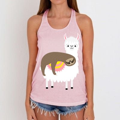 Sleeping Sloth On A Llama  Women's Knotted Racerback Tank