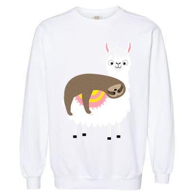 Sleeping Sloth On A Llama  Garment-Dyed Sweatshirt