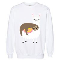 Sleeping Sloth On A Llama  Garment-Dyed Sweatshirt