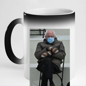 Sleepy Bernie Sanders Mittens Sitting Inauguration 11oz Black Color Changing Mug