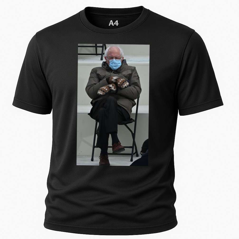 Sleepy Bernie Sanders Mittens Sitting Inauguration Cooling Performance Crew T-Shirt