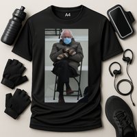 Sleepy Bernie Sanders Mittens Sitting Inauguration Cooling Performance Crew T-Shirt
