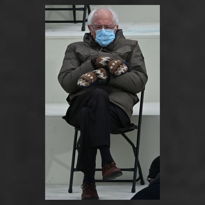 Sleepy Bernie Sanders Mittens Sitting Inauguration Adult Drive Performance Visor