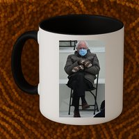 Sleepy Bernie Sanders Mittens Sitting Inauguration Mug