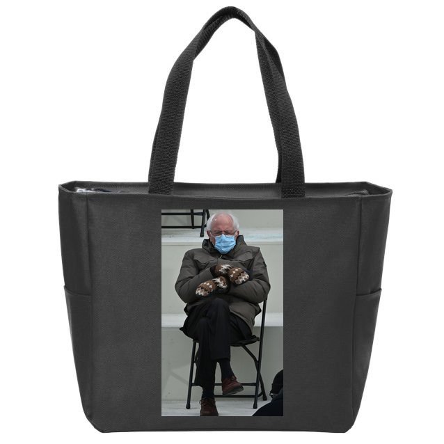 Sleepy Bernie Sanders Mittens Sitting Inauguration Zip Tote Bag