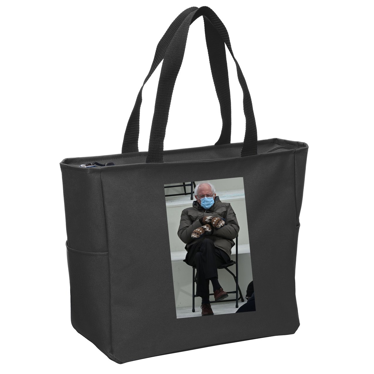 Sleepy Bernie Sanders Mittens Sitting Inauguration Zip Tote Bag