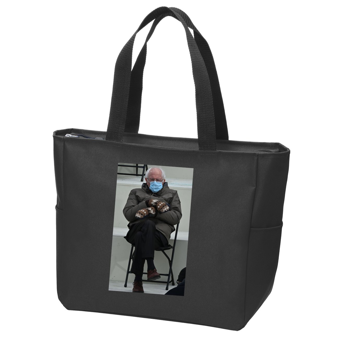 Sleepy Bernie Sanders Mittens Sitting Inauguration Zip Tote Bag
