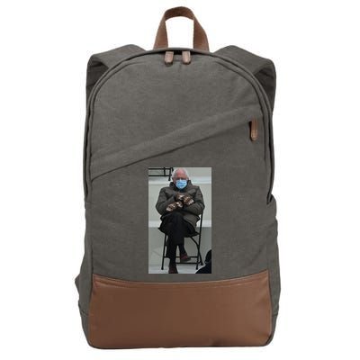 Sleepy Bernie Sanders Mittens Sitting Inauguration Cotton Canvas Backpack