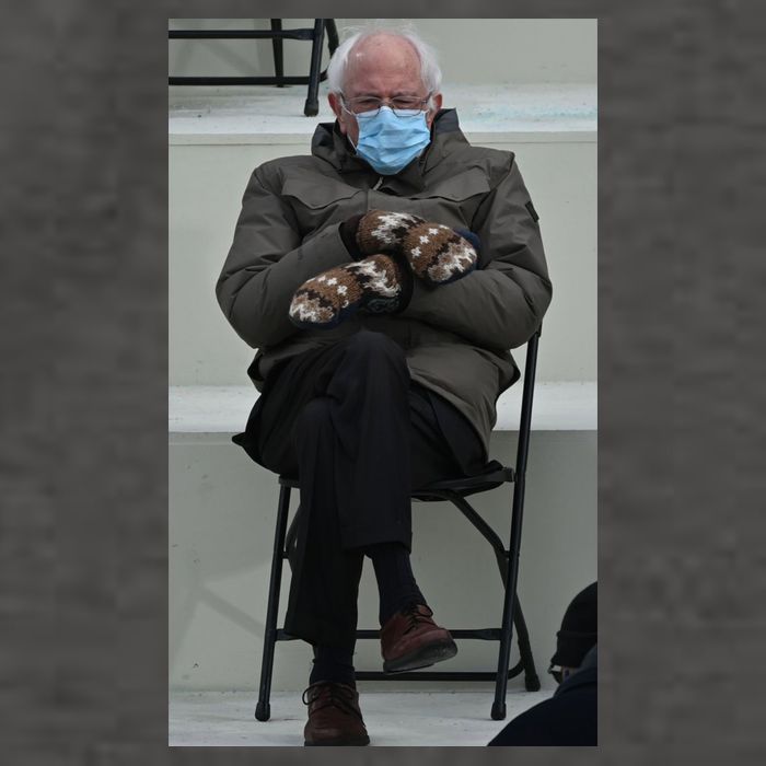 Sleepy Bernie Sanders Mittens Sitting Inauguration Vector Backpack