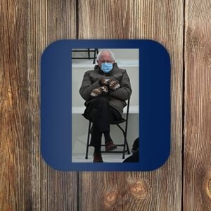 Sleepy Bernie Sanders Mittens Sitting Inauguration Coaster