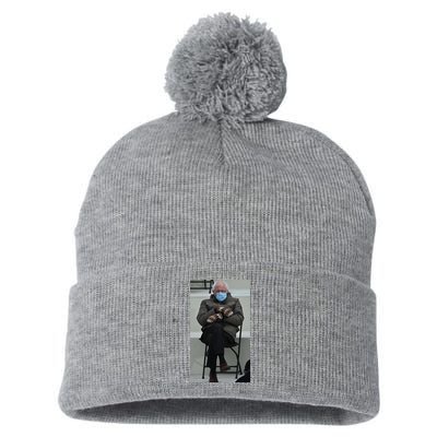 Sleepy Bernie Sanders Mittens Sitting Inauguration Pom Pom 12in Knit Beanie