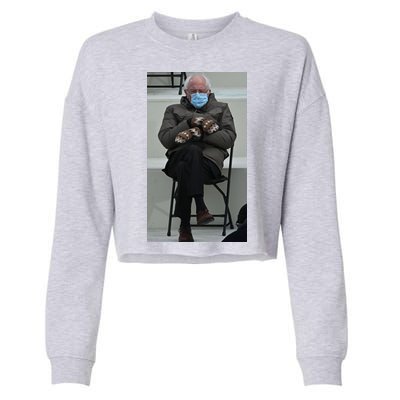 Sleepy Bernie Sanders Mittens Sitting Inauguration Cropped Pullover Crew