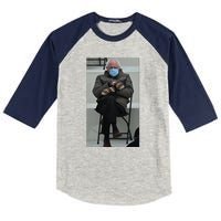 Sleepy Bernie Sanders Mittens Sitting Inauguration Kids Colorblock Raglan Jersey