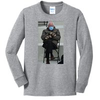 Sleepy Bernie Sanders Mittens Sitting Inauguration Kids Long Sleeve Shirt