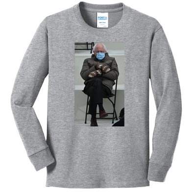 Sleepy Bernie Sanders Mittens Sitting Inauguration Kids Long Sleeve Shirt