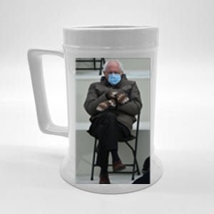 Sleepy Bernie Sanders Mittens Sitting Inauguration Beer Stein